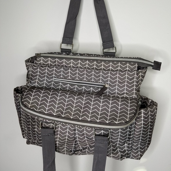 Banana Fish Stylish Gray Chevron Women's diaper Bag - Picture 6 of 12